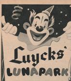 Retro reclame 1950 Luycks Lunapark limonade clown draaimolen, Verzenden, Overige typen