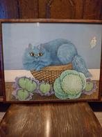 Schilderij: Blauwe kat in mand met fruit, Ophalen