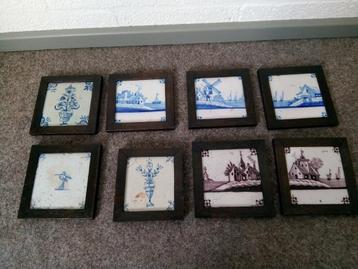 antieke tegels in houten lijstje beschikbaar voor biedingen