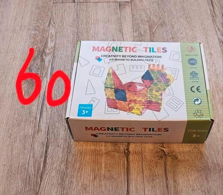 Magnetic Tiles | Nieuw | 60 delig, Kinderen en Baby's, Speelgoed | Educatief en Creatief, Nieuw, Knutselen, Bouwen, Puzzelen, Rekenen