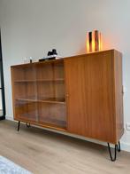 Teakhouten Kast | Mid-Century Modern | Glazen Schuifdeuren, Huis en Inrichting, Ophalen, Met deur(en), 150 tot 200 cm, Teakhout