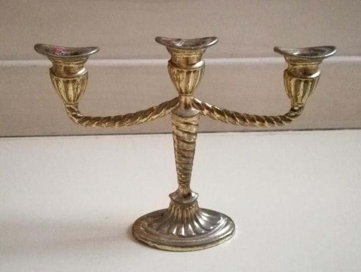 Mini koperen kandelaar voor kleine taps toelopende pijpen, Diversen, Kerst, Gebruikt, Ophalen of Verzenden