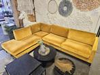 Okergele linker Hoekbank met lounge-gedeelte links, Hout, 250 tot 300 cm, 100 tot 125 cm, Hoekbank