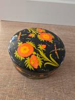 Prachtige antieke lakdoos in bloemendecor sieradendoosje, Antiek en Kunst, Ophalen of Verzenden