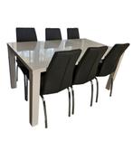 Hoogglans eettafel met 6 stoelen, Huis en Inrichting, Complete eetkamers, Ophalen, Gebruikt, Modern, 6 tot 8 stoelen