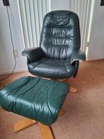 Leren Relax feautuil met hocker, Ophalen, Gebruikt, Bruin, Leer