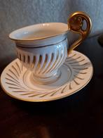 Limoges Kop en Schotel met Bladgoud - Als Nieuw!, Ophalen of Verzenden