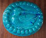 Vintage aparte puddingvorm ovaal blauw/groen met een eend, Antiek en Kunst, Antiek | Keramiek en Aardewerk, Ophalen of Verzenden