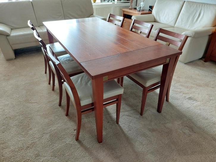 Kersenhouten Eettafel met 6 Stoelen, Huis en Inrichting, Complete eetkamers, Gebruikt, 6 tot 8 stoelen, Ophalen
