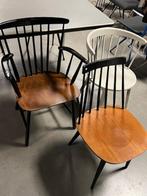 Vintage spijlenstoelen retro spijlen stoelen design jaren 60, Ophalen, Gebruikt, Overige kleuren, Drie