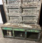 Indiase kist bank kruk met glas India old scrap wood, 100 tot 150 cm, Glas, Nieuw, Ophalen of Verzenden