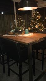 Mooie yosemite bartafel van rofra met luxe krukken, Ophalen, Zo goed als nieuw, 4 tot 6 stoelen