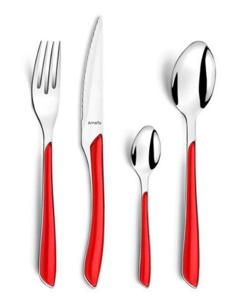 Bestekset 24 delig Eclat rood Amefa, Huis en Inrichting, Keuken | Bestek, Nieuw, Bestekset, Rvs of Chroom, Vaatwasserbestendig