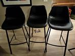3x Dutchbone barkruk Franky hoog - zwart, Huis en Inrichting, Barkrukken, Ophalen, Gebruikt, 60 tot 90 cm, Leer