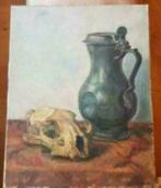 Olieverf hondeschedel en tinnen kan siemers vanitas memento, Antiek en Kunst, Kunst | Schilderijen | Klassiek, Ophalen