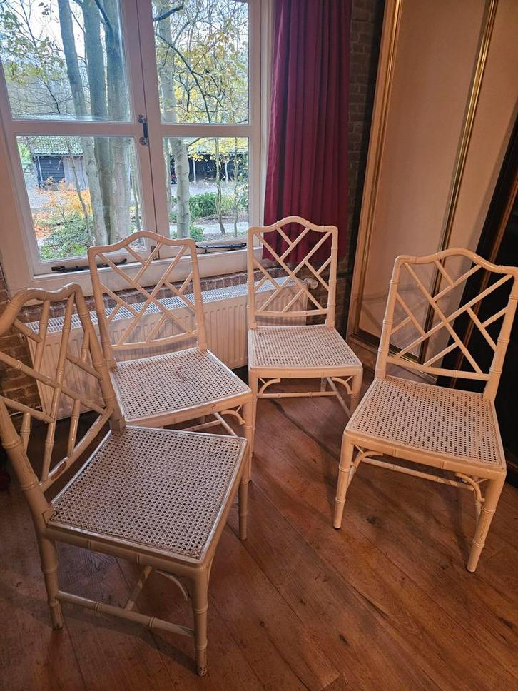 Jonathan Adler chippendale Faux Bamboe Stoelen - Set van 4, Antiek en Kunst, Antiek | Meubels | Stoelen en Banken, Ophalen
