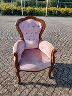 Mooie noten barok fauteuile rose velourse, Huis en Inrichting, Fauteuils, Ophalen, Zo goed als nieuw, 75 tot 100 cm