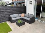 Loungeset met salontafel en kussens, Tuin en Terras, Ophalen, Zo goed als nieuw, Wicker, Hocker