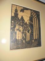 Jan Strube Houtsnede Poppenkast periode 1930-1940, Antiek en Kunst, Kunst | Litho's en Zeefdrukken, Ophalen of Verzenden
