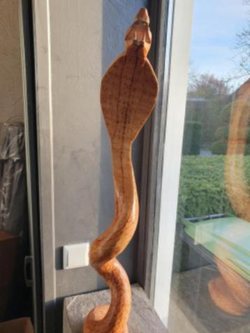 Heel grote mooie houten vintage cobra slang, voor buiten of beschikbaar voor biedingen
