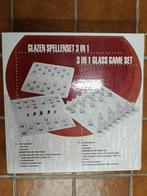 glazen bordspel 3 in 1, schaken dammen backgammon, Hobby en Vrije tijd, Gezelschapsspellen | Bordspellen, Ophalen, Nieuw