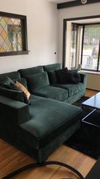 Donkergroene Velours Hoekbank, Huis en Inrichting, Banken | Bankstellen, 250 tot 300 cm, 100 tot 125 cm, Hoekbank, Ophalen of Verzenden