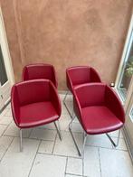4x Hülsta rode leren design kuipstoelen, Huis en Inrichting, Stoelen, Ophalen, Gebruikt, Deens, Vier