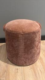 Oud roze velvet stof poef, Ophalen, Minder dan 50 cm, Rond, Minder dan 50 cm