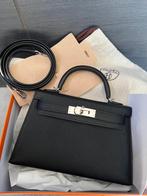 Authentic Hermès Mini Kelly Il black Epsom PHW, Verzenden, Zo goed als nieuw, Zwart, Handtas
