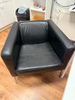 Zwarte leren Ikea fauteuil, Ophalen, Gebruikt, Minder dan 75 cm, Leer