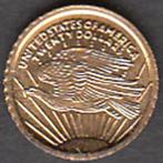 USA verguld mini penninkje 20 Dollars Liberty in munthouder, Overige materialen, Ophalen of Verzenden, Buitenland