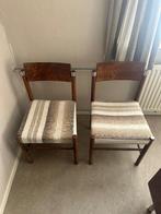 2x houten palissander stoel gestoffeerd jaren 70, Ophalen, Gebruikt, Twee, Bruin