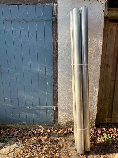 Zinken regenpijp 100mm met beugels en verzamelstukken., Doe-het-zelf en Verbouw, Buizen en Afvoer, Zo goed als nieuw, Dakgoot