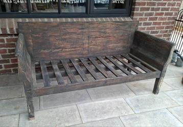 Grote zware houten loungebank, daybed uit India incl.kussens beschikbaar voor biedingen