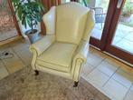 2 leren  fauteuils ( creme wit, donker blauw ), Ophalen, Gebruikt, Leer