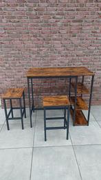 Industriële Bartafel Keukentafel set met 2 barstoelen, Huis en Inrichting, Barren, Ophalen of Verzenden, Nieuw, Inclusief barstoelen
