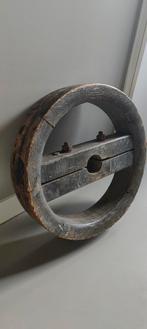 Vintage houten poelie / wiel - 45cm, Antiek en Kunst, Ophalen