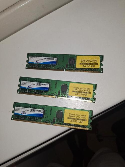 3x ADATA 1GB DDR2 800MHz Geheugen, Computers en Software, RAM geheugen, Gebruikt, Desktop, DDR2, Ophalen of Verzenden