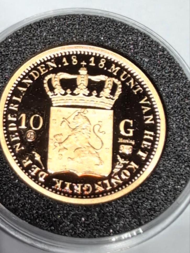 Gouden IO Gulden 1818 - Officiële Herslag Proof, Postzegels en Munten, Edelmetalen en Baren, Ophalen of Verzenden