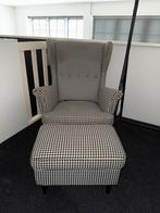 STRANDMON Oorfauteuil - Pied de Poule met bijpassend bankje, Huis en Inrichting, Ophalen, Zo goed als nieuw, Eén