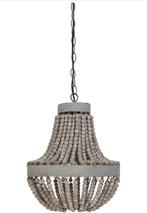 Hanglamp Luna hout met kralen Ø35,5x45 cm Oud Wit, Huis en Inrichting, Lampen | Kroonluchters, Ophalen, Zo goed als nieuw, Hout