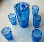 Glazen schenkkan met 6 glazen, Glas, Glas of Glazen, Ophalen of Verzenden, Effen