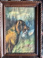 Aquarel van een hond met een vogel, Willie de Nijs, 1916, Ophalen of Verzenden