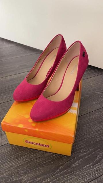 Graceland elegante pumps roze/oranje detail hak 9 cm maat 38 beschikbaar voor biedingen