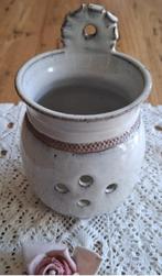 Kleine Franse brocante gres knoflookpot, handgemaakt, Antiek en Kunst, Curiosa en Brocante, Ophalen of Verzenden