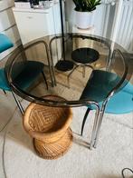 Vintage ronde chromen eettafel 99x70, Huis en Inrichting, Tafels | Eettafels, Ophalen, Gebruikt, Rond, 50 tot 100 cm