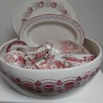 Grote lampetschaal met rood/rose sierrand, Ophalen of Verzenden