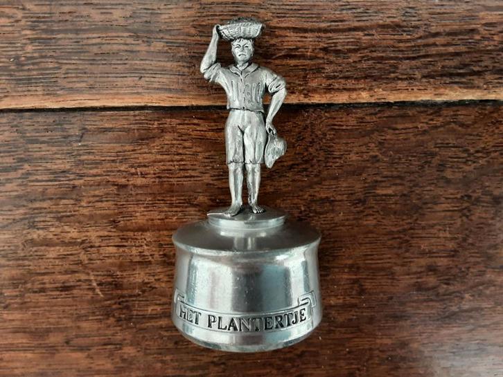 Tinnen Flessen afsluiter met schroefdraad Het Plantertje, Antiek en Kunst, Antiek | Tin, Ophalen of Verzenden