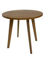 Vintage ronde bijzettafel in eikenfineer, 1960 tafeltje, Ophalen, Gebruikt, Hout, Vintage