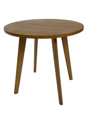 Vintage ronde bijzettafel in eikenfineer, 1960 tafeltje beschikbaar voor biedingen
